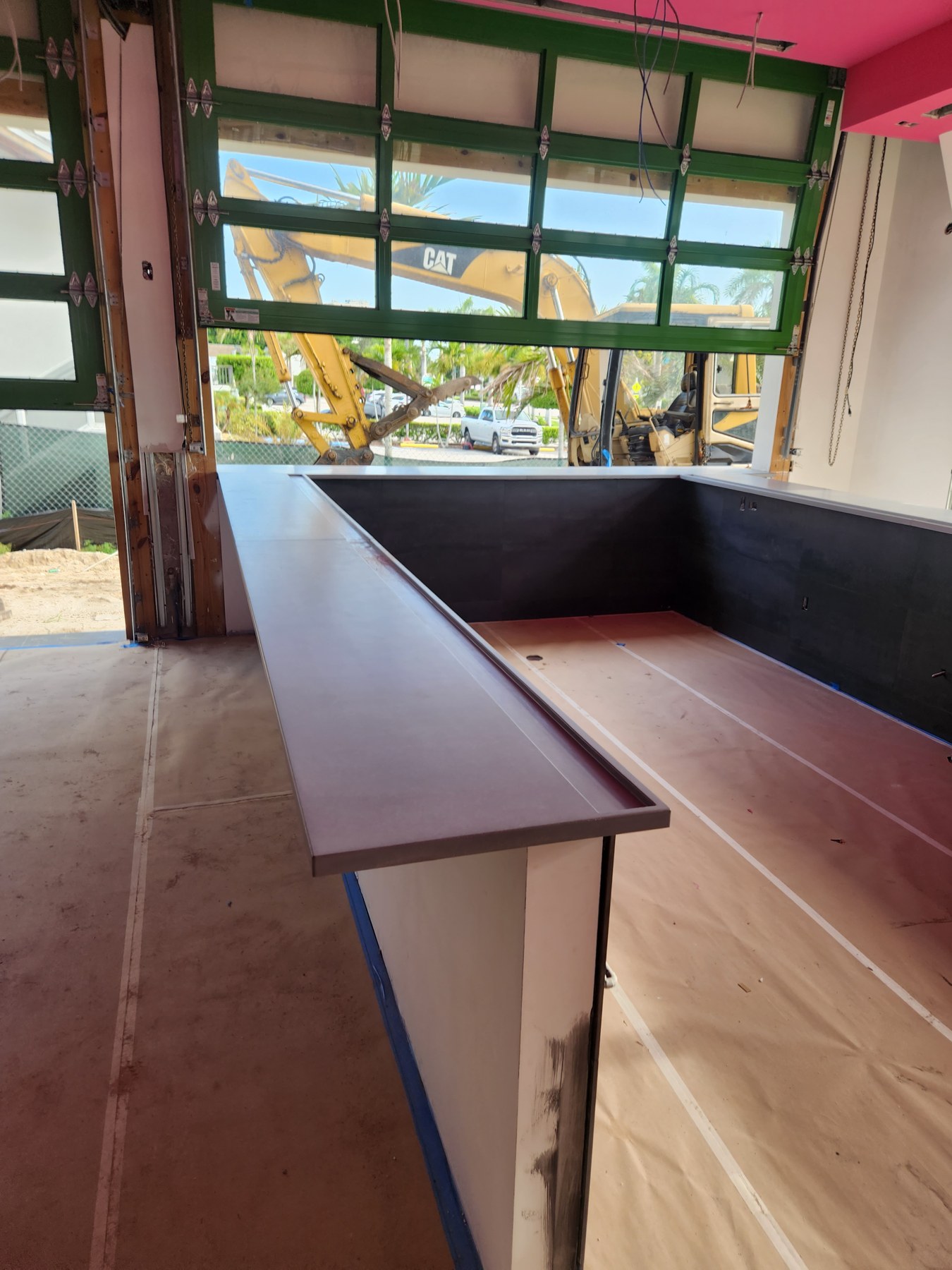 Concrete bench in an interior